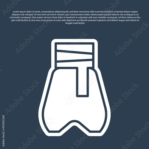 Blue line Cossack pants with a belt icon isolated on blue background. Cossack bloomers. Vector