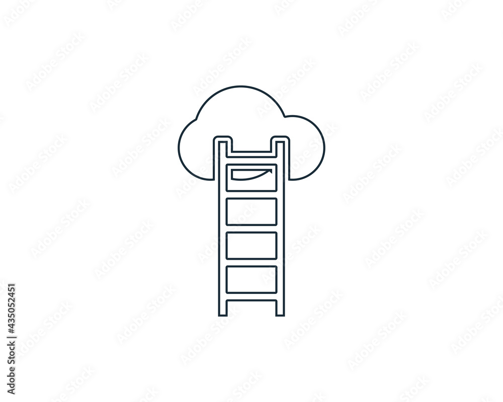 Ladder and Cloud Line Art Icon Design Template Elements Ladder and Cloud Line Art Icon Design Template Elements
