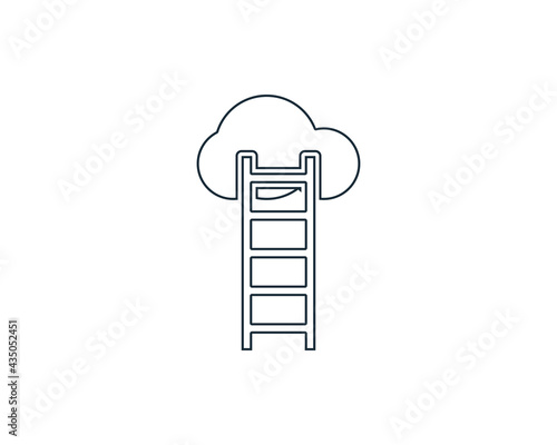 Ladder and Cloud Line Art Icon Design Template Elements
