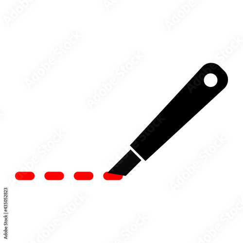 Knife cut lines, coupon cutting icon. Knife cutting icon vector illustration. Isolated on a blank background which can be edited.