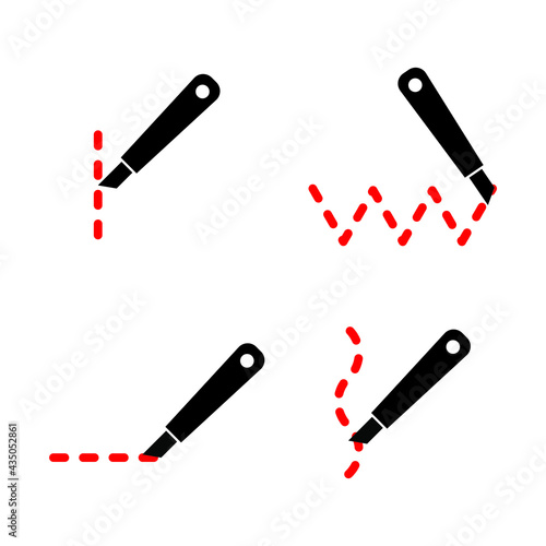 Knife cut lines, coupon cutting icon. Knife cutting icon vector illustration. Isolated on a blank background which can be edited.