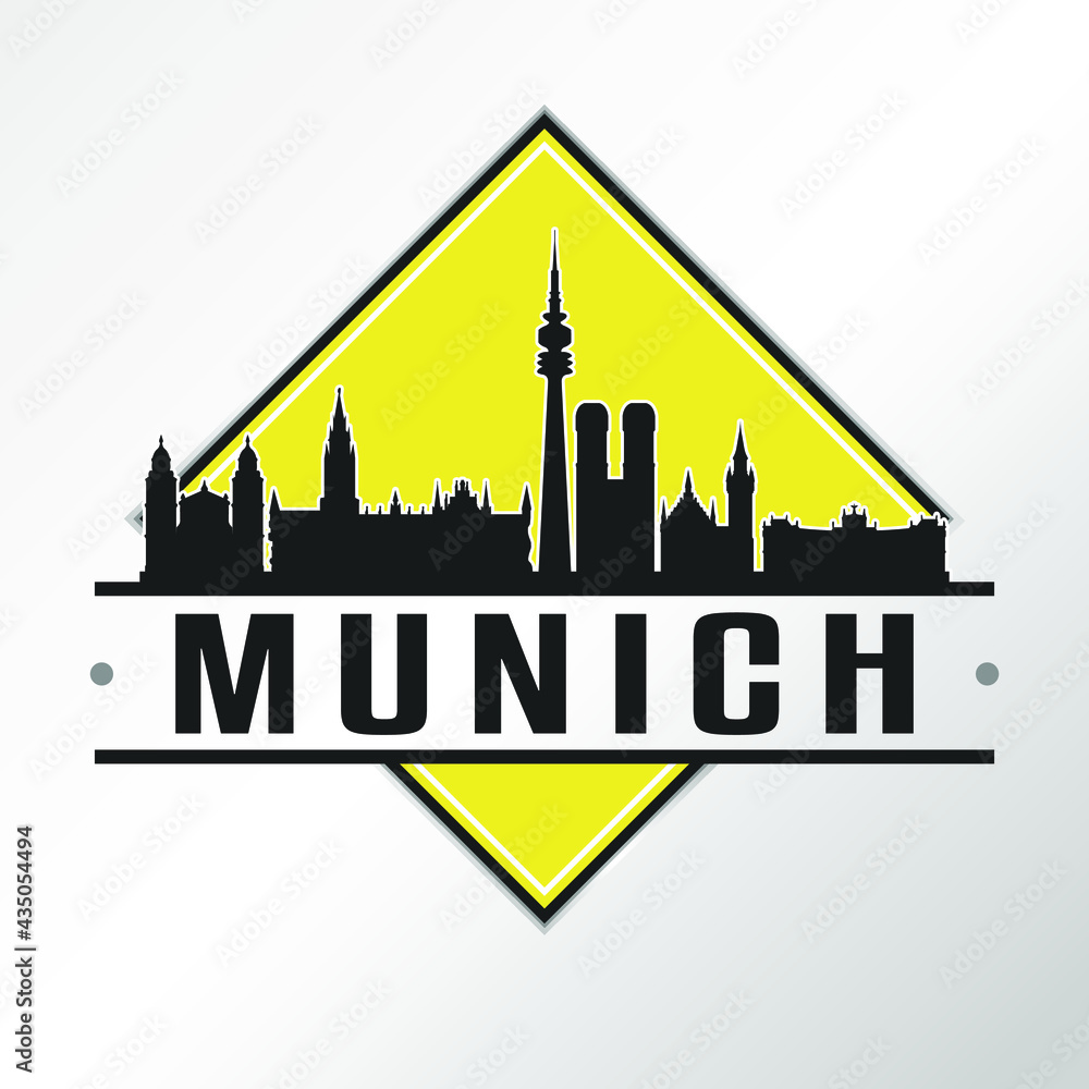 Munich Germany Skyline Logo. Adventure Landscape Design Vector Illustration.