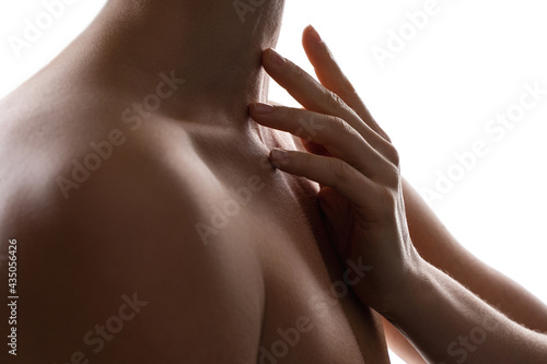 Female neck and decollete with a soft skin photo