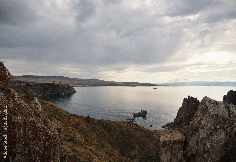 Fototapeta premium Olkhon Island on Lake Baikal with a cloudy sky