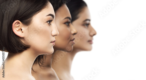 Multi-ethnic beauty and skincare. Group of women with a different ethnicity. photo
