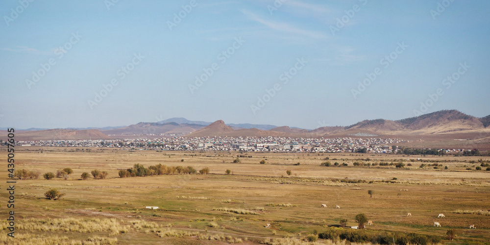 Steppe and foothills View of Ivolginsk in the Republic of Buryatia