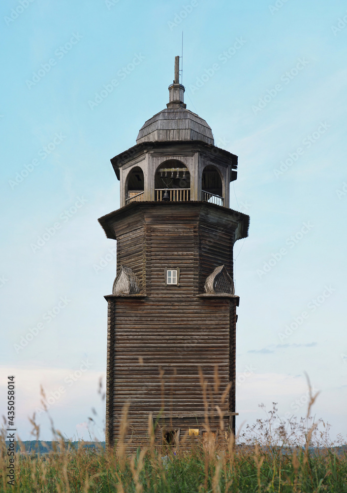 Bell tower of the Turchasovsky churchyard in the village of Vozgory, Arkhangelsk region