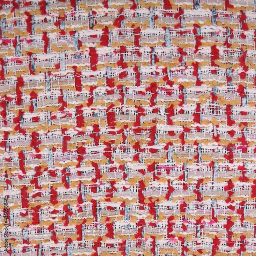 Red pink and white tweed boucle fabric texture