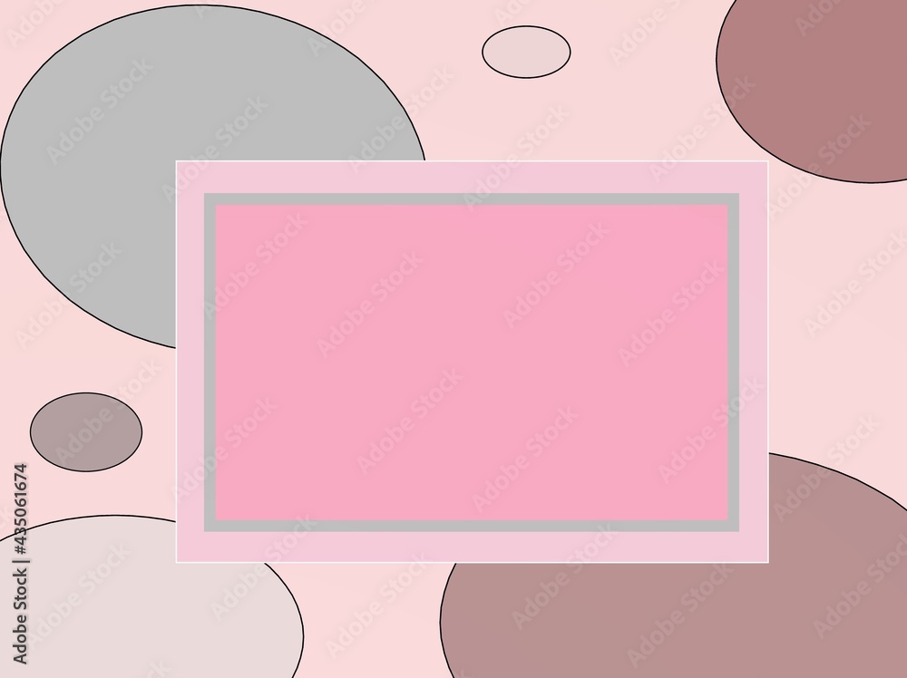 Pink background with text frame. Drawing with circles. Banner. Pink background with text frame. Drawing with circles. Banner.
