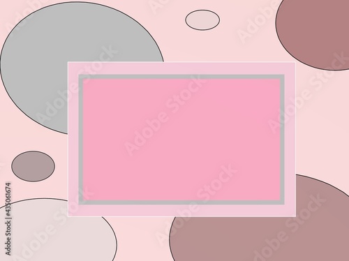 Pink background with text frame. Drawing with circles. Banner.