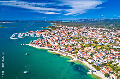 Town of Pirovac coastline aerial view