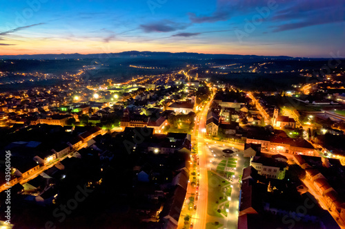 Colorful medieval town of Krizevci historic center aerial night view © xbrchx