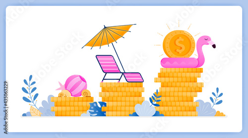 vector illustration of tourism sector investment growth. take profit by traveling. Vector illustration set isolated on white background and can used for landing pages, websites, posters, mobile apps
