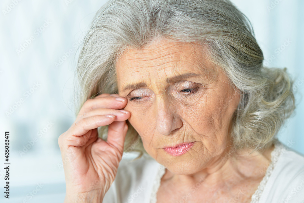 Close up portrait of Sad senior woman Close up portrait of Sad senior woman