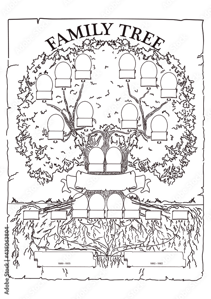 Family tree printable vector. Download, insert pictures and print. EPS ...