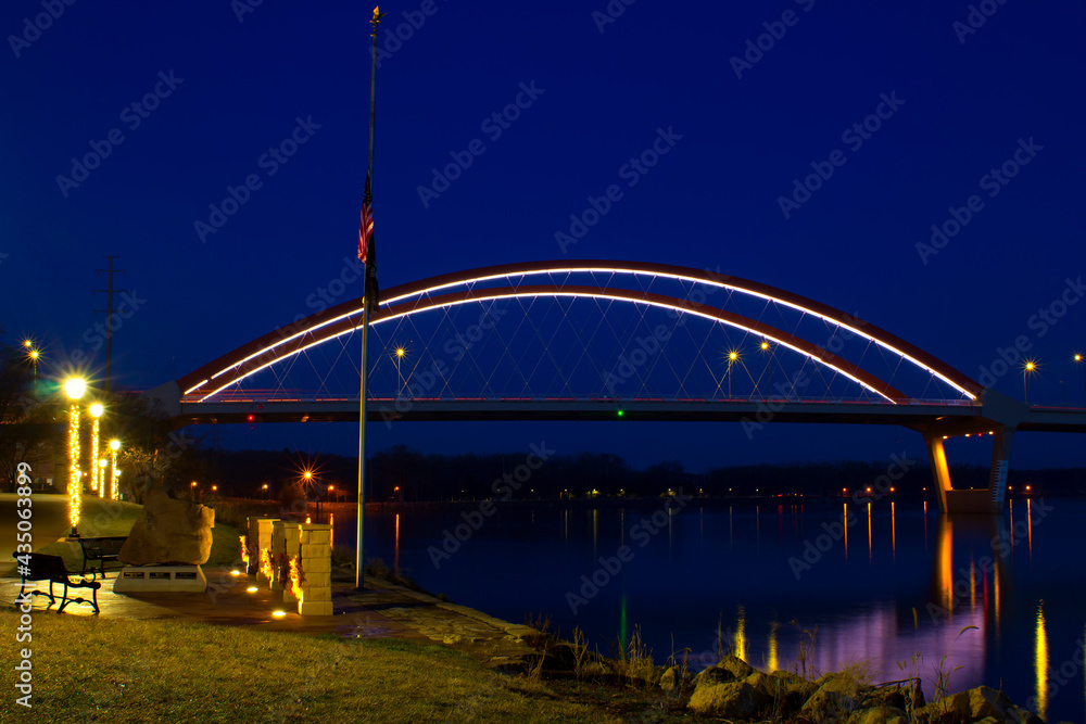 Early morning blue hour in Hastings, Minnesota with the Hastings bridge in background.