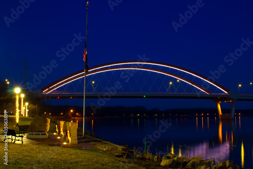 Early morning blue hour in Hastings, Minnesota with the Hastings bridge in background.