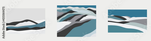 landscape mountain winter night vector background