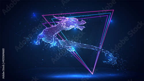 vector 3d dragon snake on a blue background in virtual space