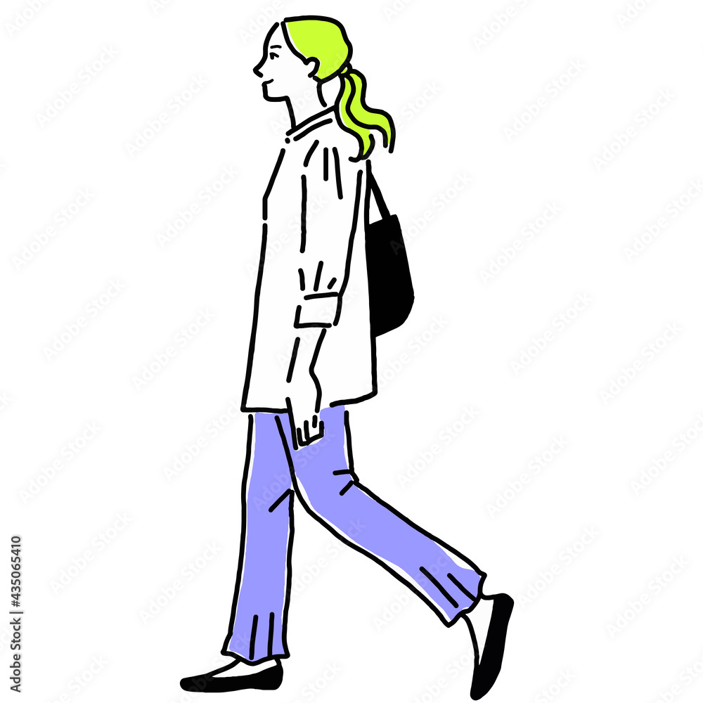 おしゃれな女性の全身線画イラスト おしゃれな女性の全身線画イラスト