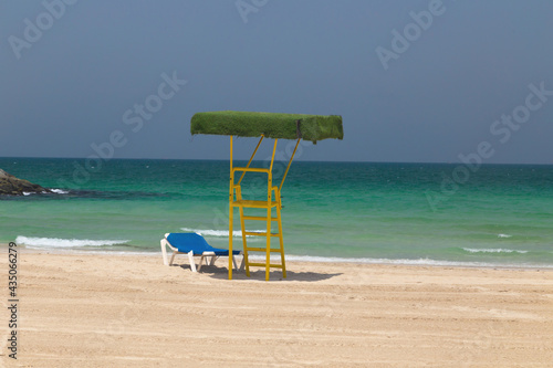 Beach. Blue sea and white sand. Summer time. Seacost