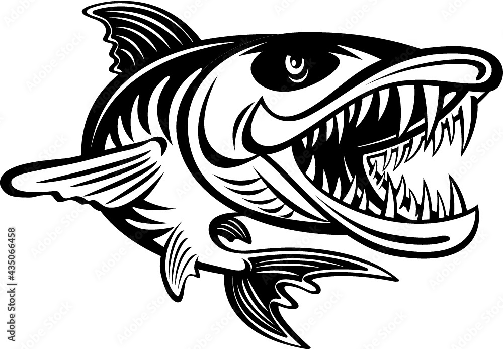 angry jumping cartoon style barracuda angry jumping cartoon style barracuda