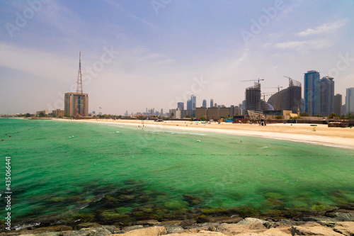 Beach. Blue sea and white sand. Summer time. Seacost