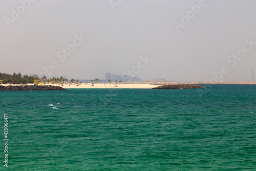 Beach. Blue sea and white sand. Summer time. Seacost