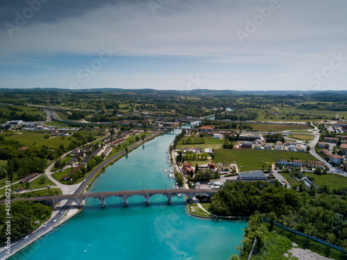 Italy, May 202: aerial view of the city of Peschiera del Garda in the province of Verona in Veneto. photo
