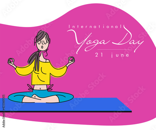 International Yoga day 21 june web banner EPS10 vector.Meditation Practice Yoga Colorful Fitness Concept. Vector illustration
