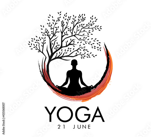 International Yoga day 21 june web banner EPS10 vector.Meditation Practice Yoga Colorful Fitness Concept. Vector illustration