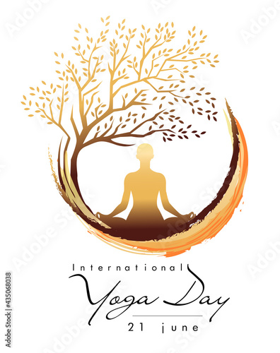 International Yoga day 21 june web banner EPS10 vector.Meditation Practice Yoga Colorful Fitness Concept. Vector illustration