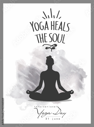 International Yoga day 21 june web banner EPS10 vector.Meditation Practice Yoga Colorful Fitness Concept. Vector illustration