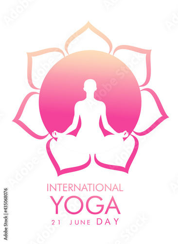 International Yoga day 21 june web banner EPS10 vector.Meditation Practice Yoga Colorful Fitness Concept. Vector illustration
