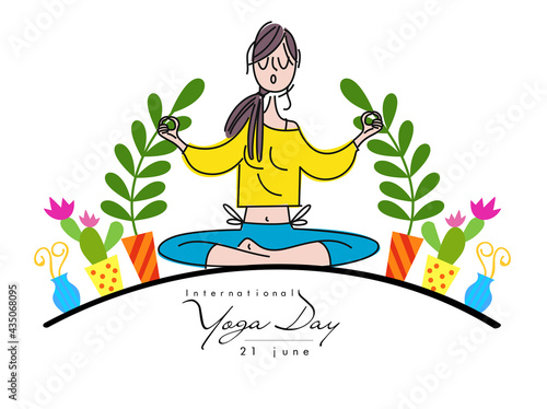 International Yoga day 21 june web banner EPS10 vector.Meditation Practice Yoga Colorful Fitness Concept. Vector illustration