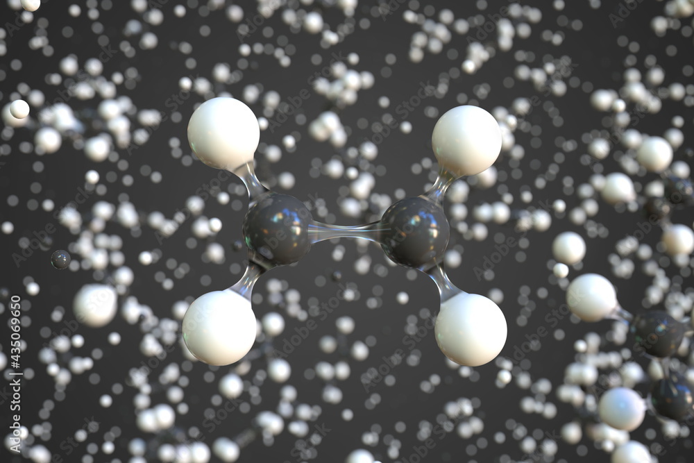 Ethene molecule, conceptual molecular model. Chemical 3d rendering Ethene molecule, conceptual molecular model. Chemical 3d rendering