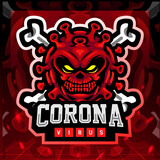 Corona virus mascot. esport logo design