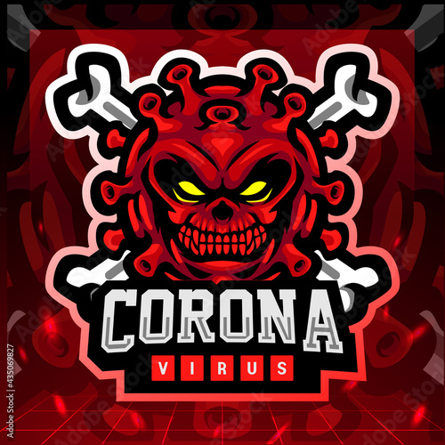 Corona virus mascot. esport logo design