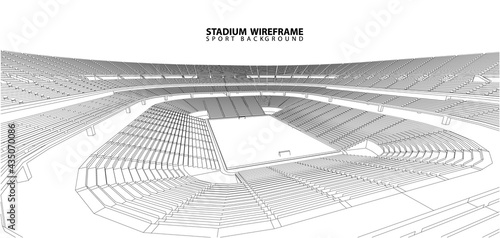 3D wireframe of stadium or sport arena. vector