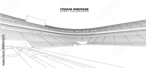 3D wireframe of stadium or sport arena. vector