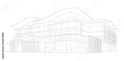3d wireframe of building. sketch design.Vector