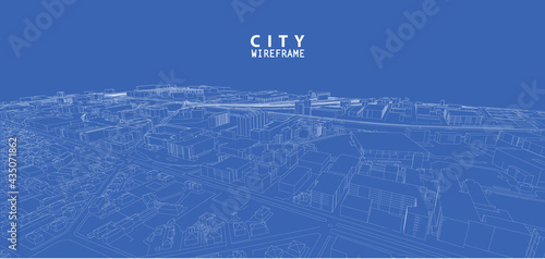 3d wireframe of building. sketch design.Vector