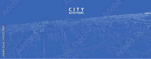 3d wireframe of building. sketch design.Vector