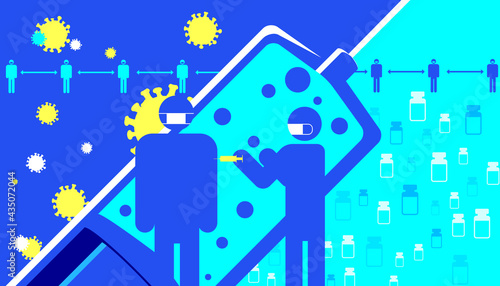 Vector illustration of Coronavirus vaccine abstract background. Covid-19 vaccination concept.