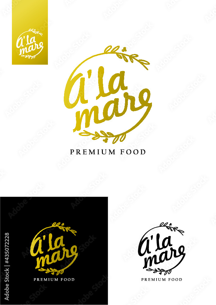 percom, logo, logotype, premium food, a'la mare - obrazy, fototapety, plakaty 
