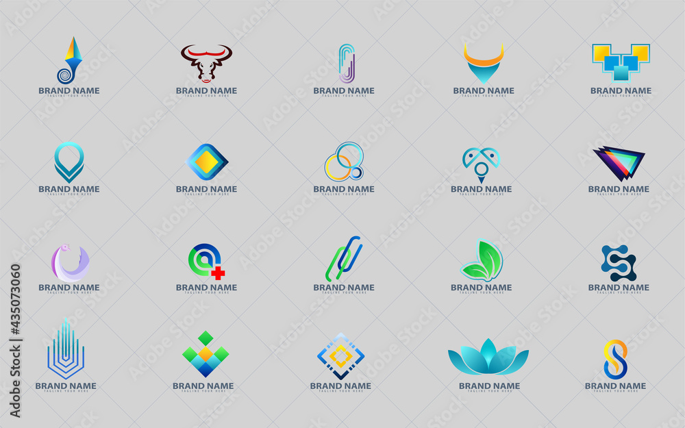 Abstract wavy vector logo set. Circles, eddies, and waves with copy ...