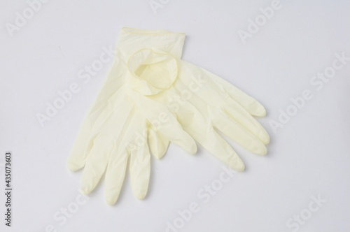 plastic glove isolated on white background.Multipurpose glove.Protect hand.sanitary food contact gloves © ฟ้า ใส