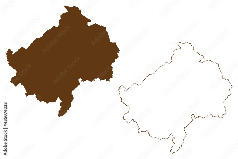 Fototapeta premium Bad Kreuznach district (Federal Republic of Germany, State of Rhineland-Palatinate) map vector illustration, scribble sketch Bad Kreuznach map