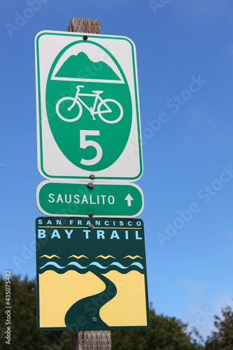 Photography Signpost public traffic San Francisco Bay Trail to Sausalito