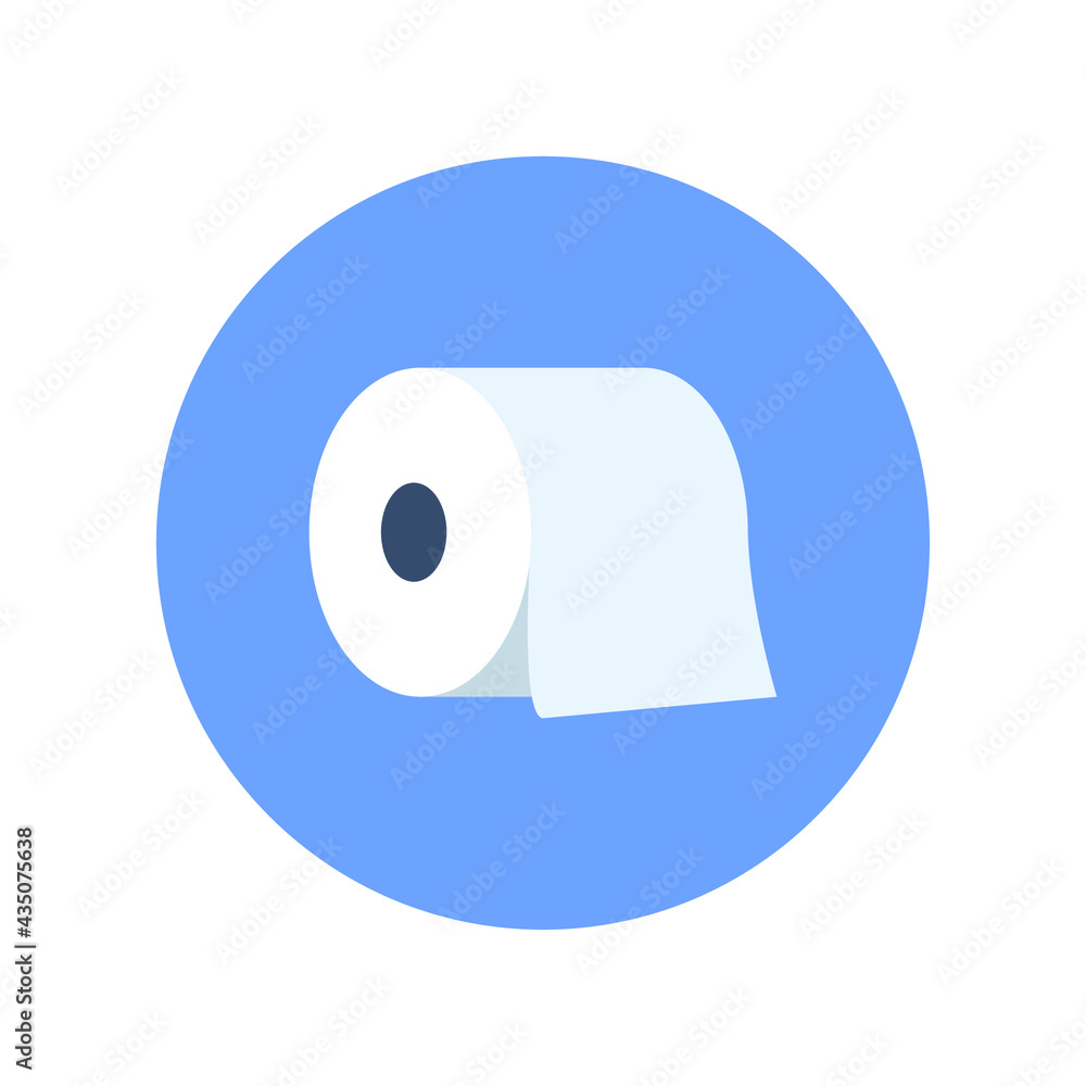 Vector toilet paper icon, blue circle and paper isolated on white background, icon template.
Vector toilet paper icon, blue circle and paper isolated on white background, icon template.